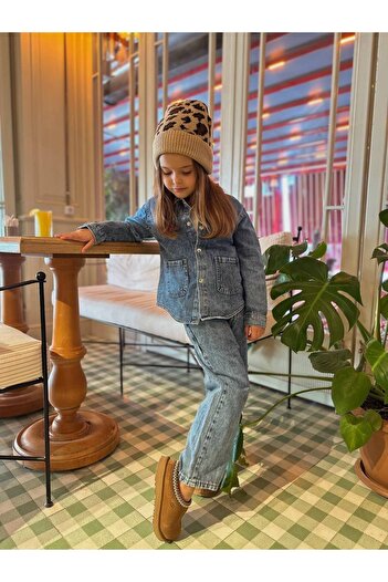 Jolly Kids Girl's Blue Denim Jacket and Pants Jean Winter Set