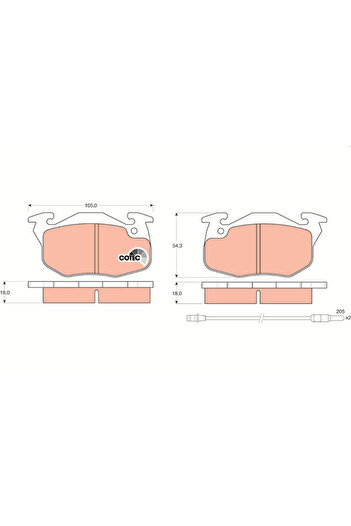TRW Brake pad set disc brake PEUGEOT 305 II (581M) 1982-1990