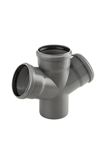 Other PPHT single-plane sanitary four-way valve 50x50x5067 for internal sewage, ash color