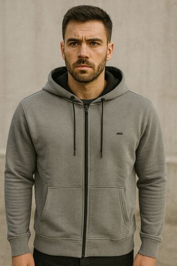 venüsdijital Standard Fit Regular Cut Hairless 3 Thread Hooded Zippered Sweatshirt Jacket