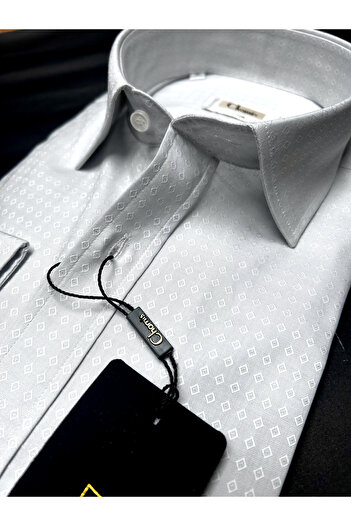 Chamis Tessitura Monti Regularfit Light Grey Dobby Oxford Classic Collar Shirt