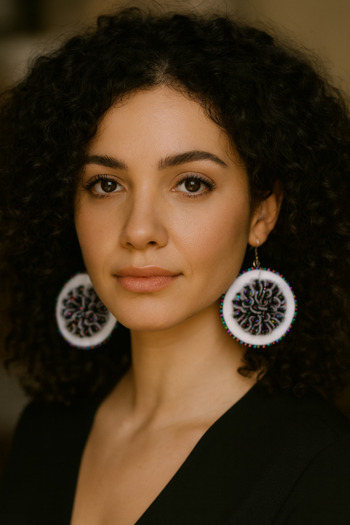 Amma Design Handmade round earrings made of felt, sequins and Toho beads