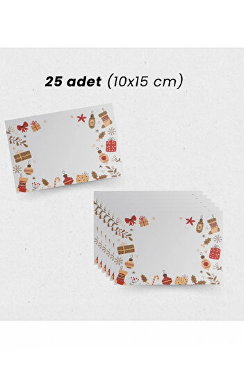 OLİ Art New Year Themed Postcard Set 25 Pieces (10X15 cm) Christmas Patterned Greeting Card – Ct2