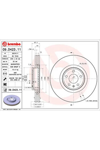 Brembo Brake disc AUDI A6 C8 (4A2) 2018-2025