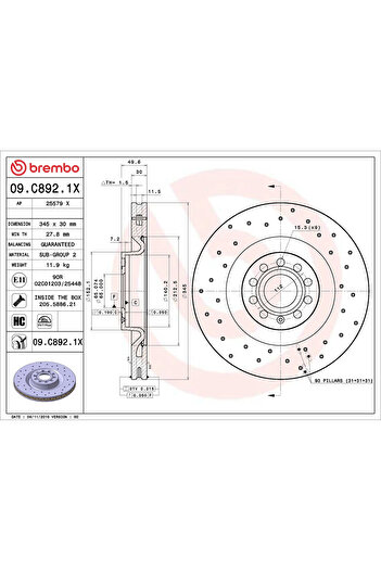 Brembo Brake disc AUDI A3 (8P1) 2003-2012