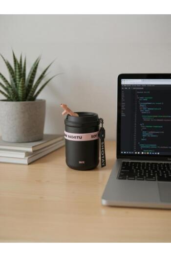 Shotay Strow Coffe Steel Mug 410 ml Black Color - Sht-St-8136