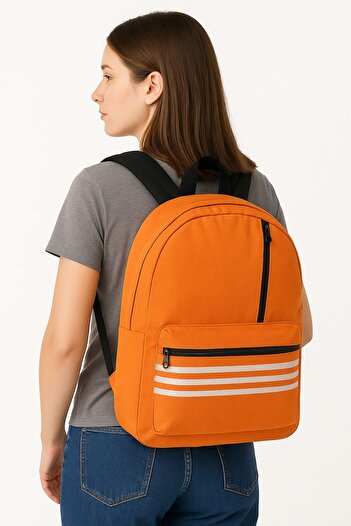 Bengisa Unisex Black Backpack – Suitable for Daily and School Use, Striped Design