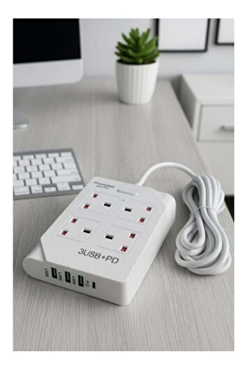 powermax Power Max 8-in-1 Power Socket Extension Plug – 2500W Power Strip Extension Outlet with 4