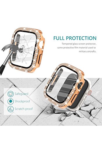 GREGOSS Apple Watch Series 10/11 Compatible 46mm Glass + Screen Protective Cover with Sparkling Stone