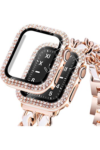 GREGOSS Apple Watch Series 10/11 Compatible 46mm Glass + Screen Protective Cover with Sparkling Stone