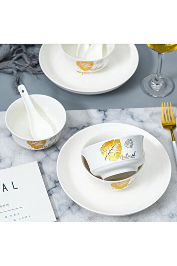 OEM Set of 2 porcelain bowls with spoons, Nordic style
