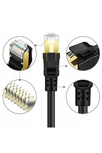 Other Kabel przewód sieciowy internetowy patchcord RJ45 CAT8 1 m czarny