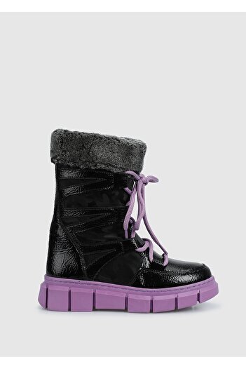 Kiddo Black-Purple Girl's Boots