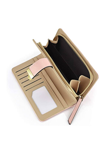 FASHIONEEDA Women's leather Wallet,Credit Card Holder ,Long Wallet Purse Zip Birthday Gifts (Pink)