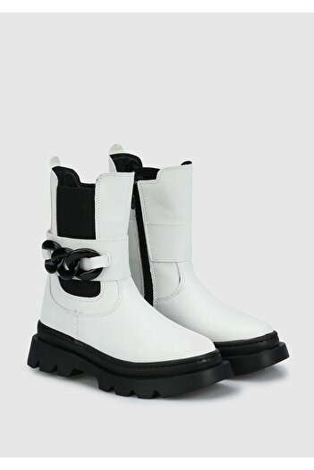 Kiddo White-Black Girl's Boots