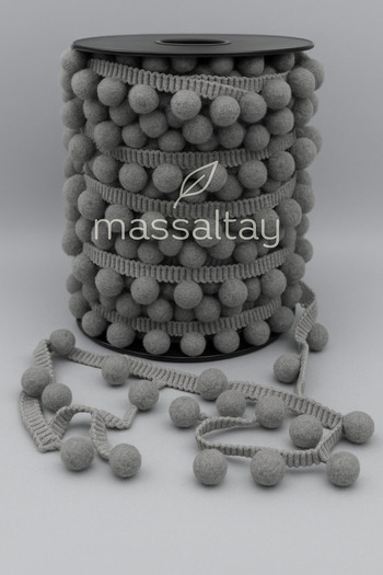 Massaltay Pompom Ribbon 2 Meters Decorative Fabric Trim Ribbon for Handcrafting Curtain and Accessories Making