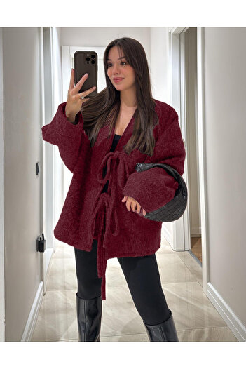 MAXXANA Oversize Cashmere Jacket with Tie Front