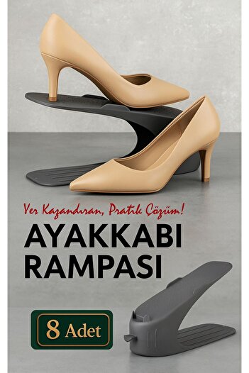ALPAR 8 Pieces Anthracite Shoe Ramp Space Saving Odorless Modern Shoe Organizer Shoe Stand
