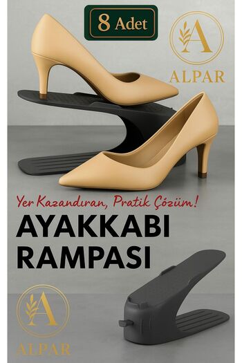 ALPAR 8 Pcs Black Shoe Ramp Space Saving Odorless Modern Shoe Organizer Shoe Stand