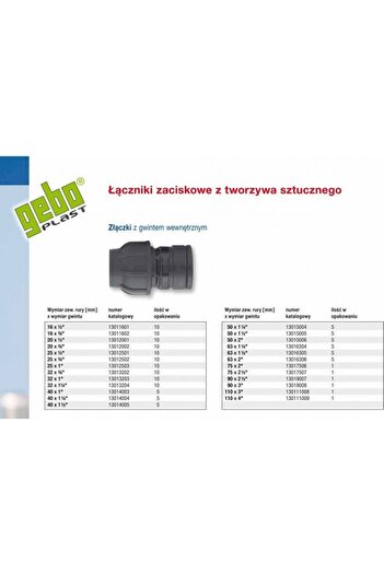 Other Compression fitting PP 63x64 GW internal thread PN16 for PE pipes, black