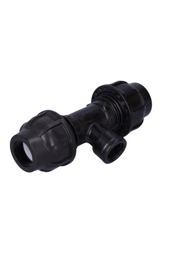 Other PP clamping tee 90° 25x12x25 GW internal thread PN16 for PE pipes, black
