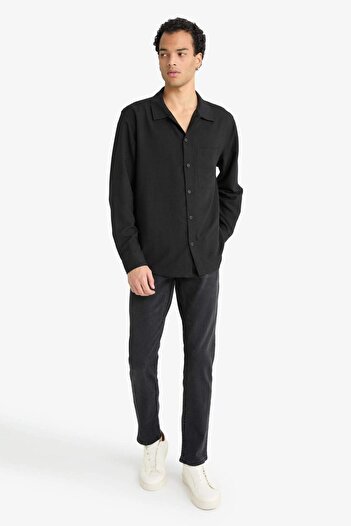 DeFacto Relax Fit Apache Collar Woven Long Sleeve Shirt F6342Ax25Au