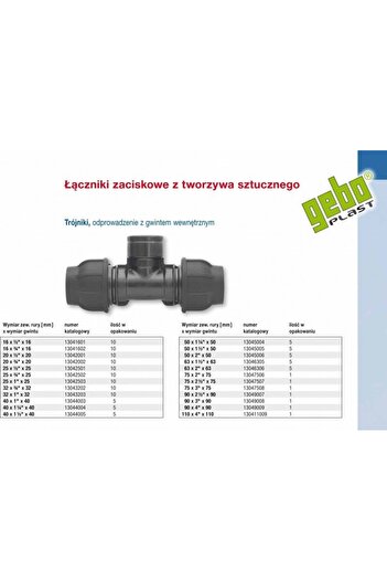 Other PP clamp tee 90° 32x1x32 GW internal thread PN16 for PE pipes, black