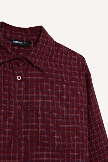 DeFacto Overshirt Fit Textured Long Sleeve Checkered Shirt G3061Ax25Wn