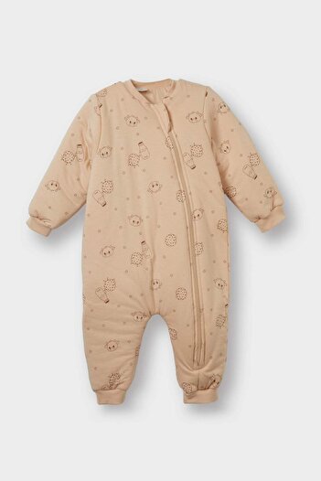 DeFacto Baby Boy 2.5 Tog Fiber Milk Printed Combed Cotton Jumpsuit F3544A525Wn