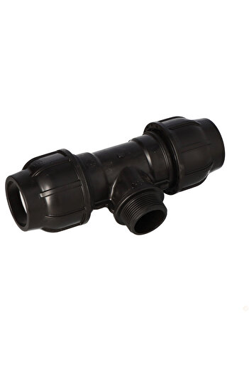 Other PP clamping tee 90° 50x64x50 GZ external thread PN16 for PE pipes, black