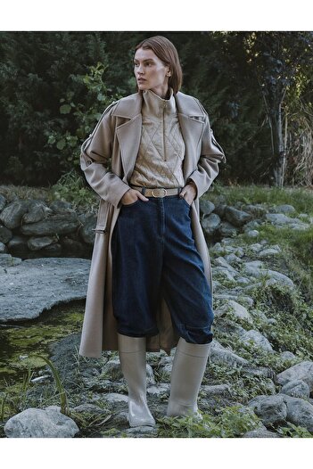 Kayra Belted Stamped Coat Mink