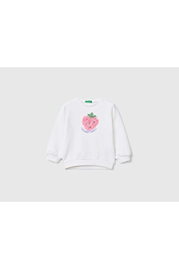United Colors of Benetton Girls Embroidered Petal Long-Sleeve Sweater