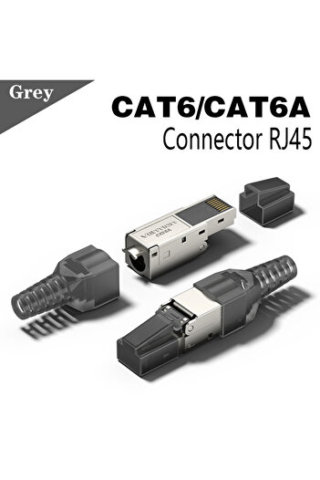 Choice موصل CAT6A رمادي اللون من Vention RJ45 Cat8 Cat7 Cat6A موصلات إنهاء إيثرنت قابلة لإعادة الاستخدام بدون أدوات
