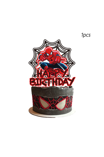 Miniso 1pcs Spider-Man Cake Topper、Cupcake Toppers for Kids Happy Birthday Cake Decoration Spider-Man birt