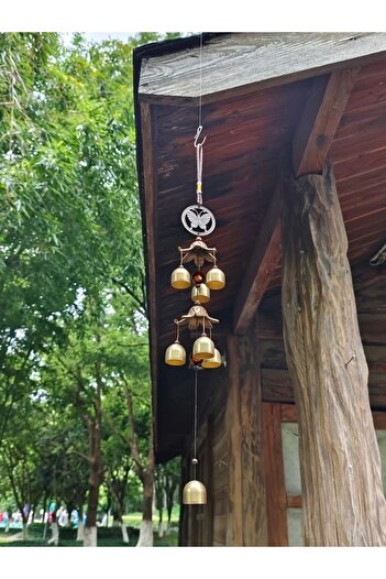 Choice 1PC Garden Double Metal Bell Pendant Wind Chime, Brass Color Bell Hanging Decoration Suitable for Ho