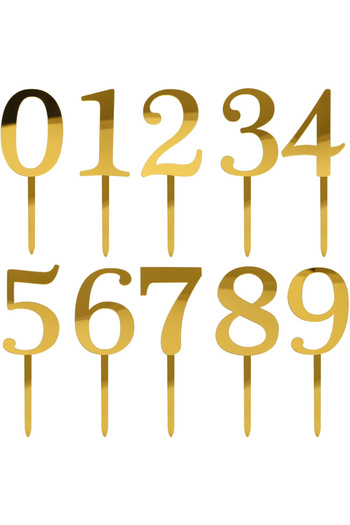 Choice 0-9 10Pcs 0-9 Number For Cake Topper Shiny Gold Acrylic Number Cake Toppers Decorations for Birthday