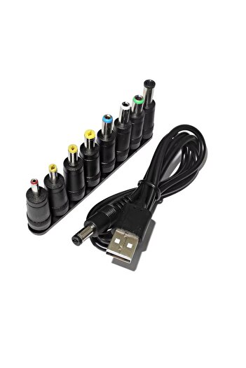 Choice ​Universal Power Cable USB to DC 5.5 * 2.1mm Jack 5V Charging Cord with 8 Selectable Connector Ti...