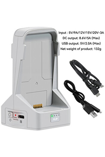 Choice Light Grey Battery Charger For DJI Flip Two-way Charging Hub Vertical Butler Power Bank Charging Sta