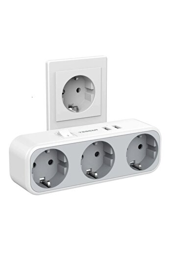 Choice European plug TS-322-GR TESSAN USB Wall Socket Extender with 3 AC Outlets +2 USB Ports EU Plug Power