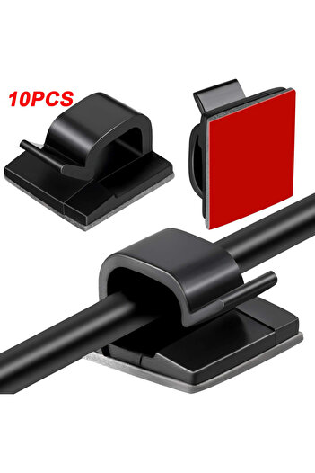 Choice 10PCS-Black Cable Organizer Clips Wire Winder Holder Cord Protector USB Cable Management Adhesive Ho