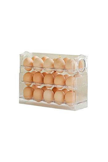 Choice Transparent Kitchen Large Capacity Egg Fridge Storage Box - Portable Multi-Layer Egg Tray Organizer,