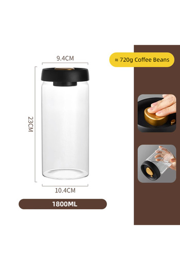 Choice 1800ml Vacuum Sealed Jar Coffee Bean Storage Bottle Kitchen Food Grain Tea Glass Spice Jars Fresh St