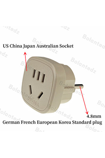 Choice UK Plug DF-16A US AU to EU Plug Adapter Type-I Type-A to Type-F Power Converter Australia China to S