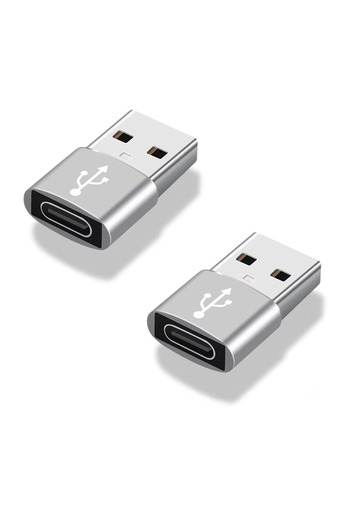 Vikefon Silver 2Pcs USB To Type C OTG Adapter USB USB-C Male To Micro USB Type-c Female Converter For Macboo
