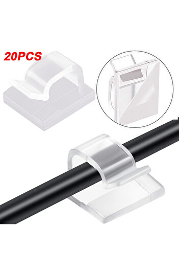Choice 20PCS-Transparent-A Cable Organizer Clips Wire Winder Holder Cord Protector USB Cable Management Adh