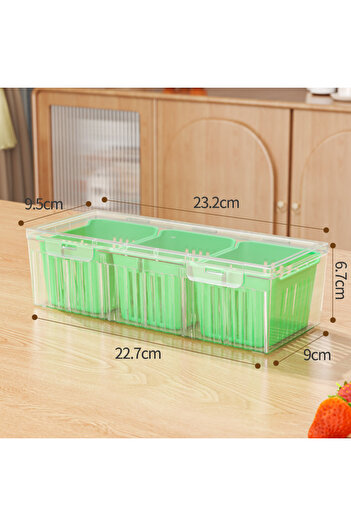 Choice 3Grid-Green-1pc 3 Grids Refrigerator Storage Boxes Garlic Onion Pepper Organizer Fruit Vegetable Dra