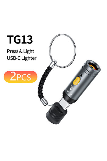 Toocki 2pcs Grey Portable Mini Type C Cigarette Lighter For Air Travel Outdoor No Flame Compactly Li