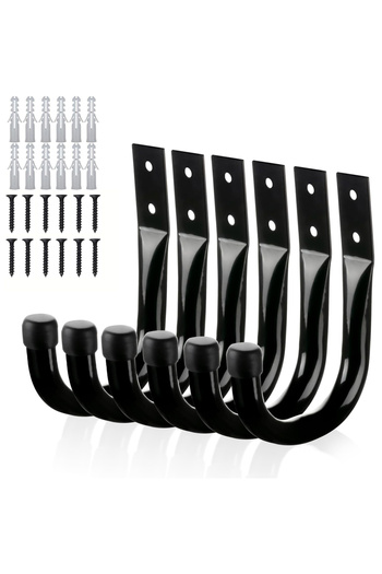 Choice Black-6Pcs 6-Piece/10 Piece Heavy Duty Garage Storage Hook, Industrial J-Type Practical Tool Holder