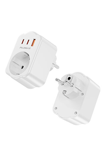 Choice EU Plug PJ-OE101CU-EU PUJIMAX Wall Socket Adapter With 1 Socket, 1 USB A Ports And 2 Type C Plug, 4