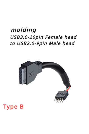 BSN 1 PCS Type B USB2.0 9Pin to USB3.0 19pin Front Panel Connector Converter USB 3.0 19/20pin to USB 2.0